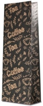 Пакет 2-х слойн.(ламинат) , 70х40х205 мм, крафт/полоска "Coffee&Tea" черный 100 г