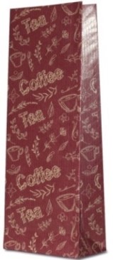 Пакет 2-х слойн.(ламинат) , 70х40х205 мм, крафт/полоска "Coffee & Tea" бордовый 100 г